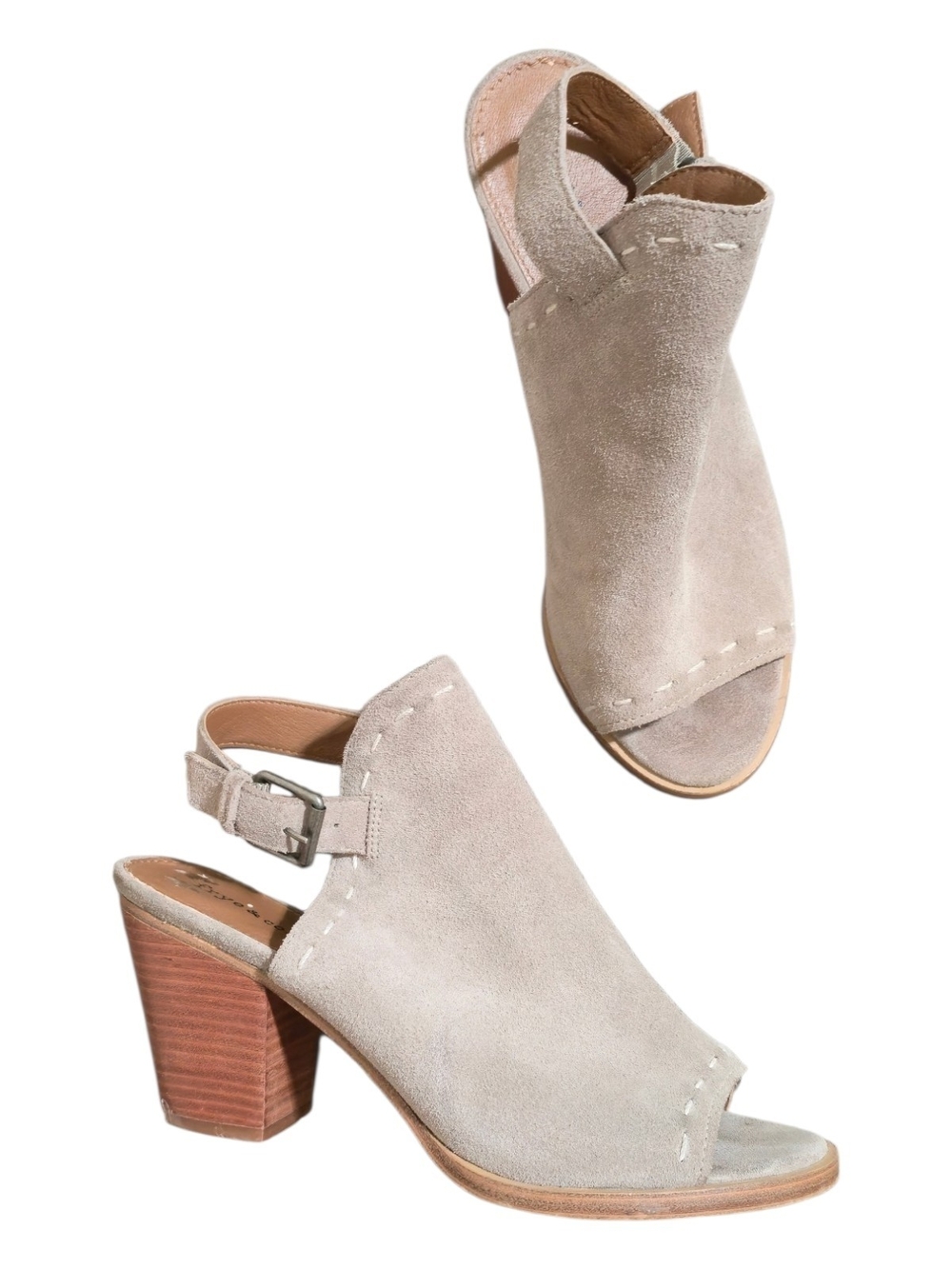 Frye & Co. Donna Suede Peep Toe Slingback Booties Ash Taupe Women's 9.5 Boho